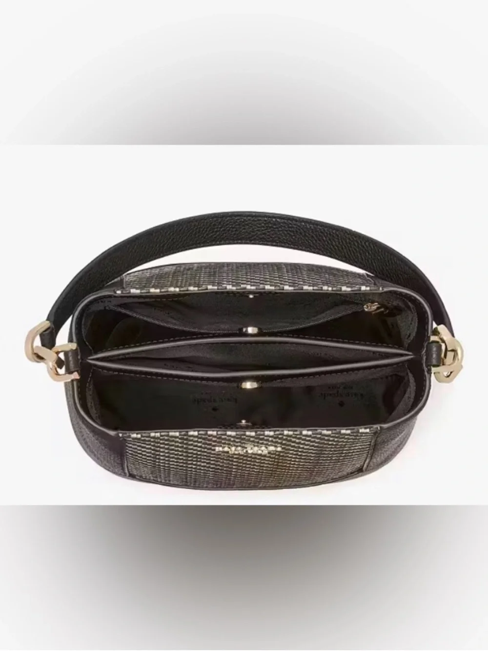 NWT Kate Spade NY Lena Straw Bucket Bag Raffia & Black Leather NEW